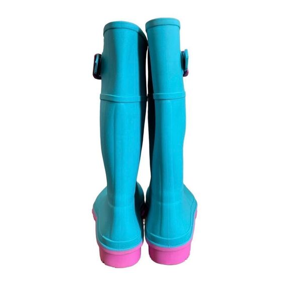 Kamik Girls 3 Raindrops Turquoise Pink Rubber Rainboots Wellies - Picture 8 of 12